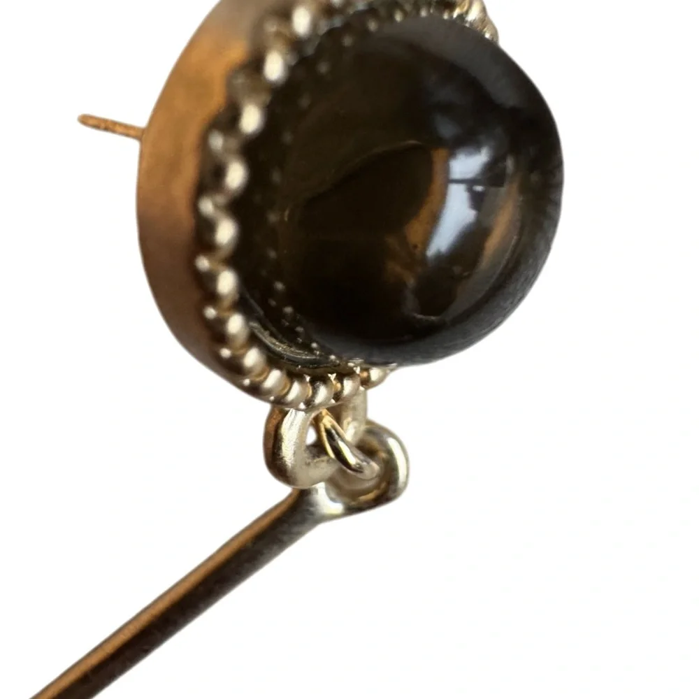 Vintage CHANEL Black and Gold Drop Earrings - Picture 3 of 6